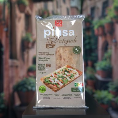 Verpackung von Pinsa Integrale mit frischem Gemüse und Kräutern.